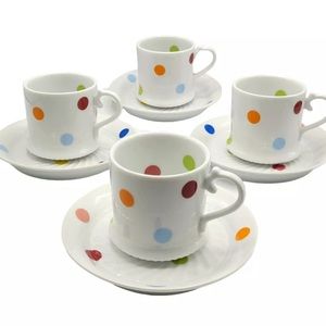 Rosanna Polka Dot Cup and Saucer Set of 4